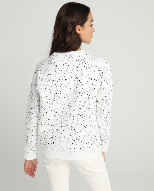 Sweatshirt com all over print e pêlo de borrego