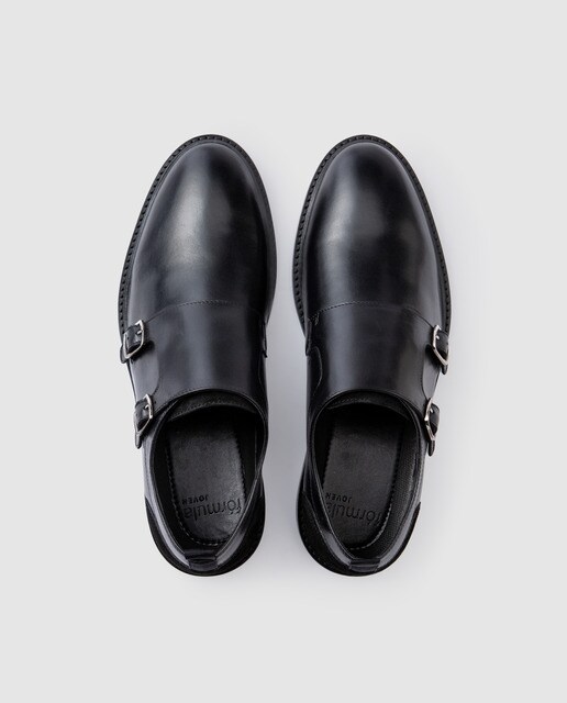 Zapatos de hebillas de hombre Fórmula Joven de piel en color negro