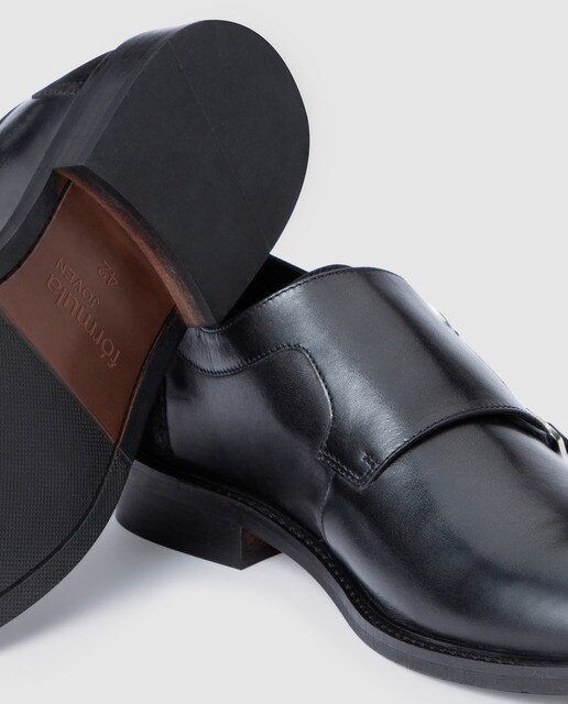 Zapatos de hebillas de hombre Fórmula Joven de piel en color negro