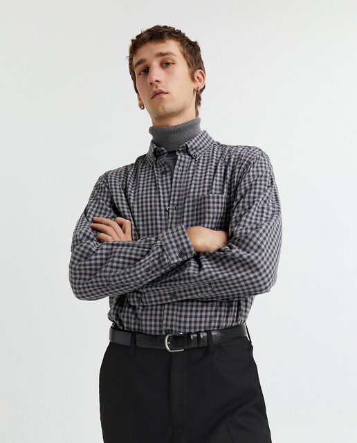 Camisa de hombre de cuadros grises