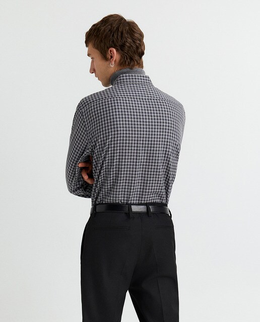Camisa de hombre de cuadros grises