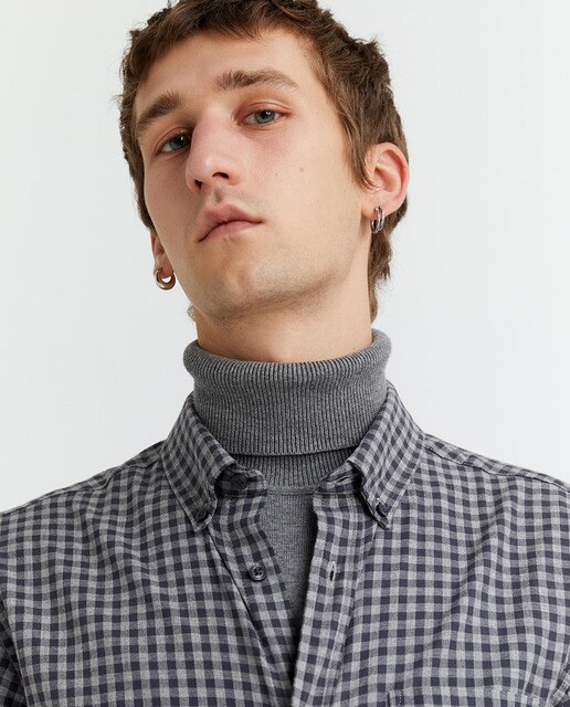 Camisa de hombre de cuadros grises
