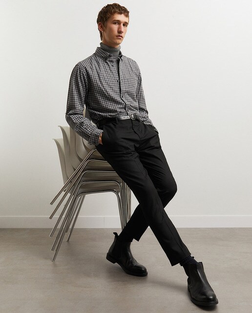 Camisa de hombre de cuadros grises