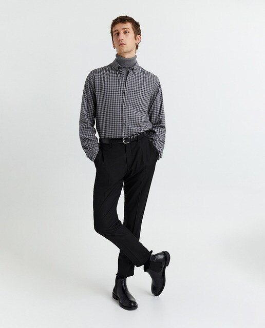 Camisa de hombre de cuadros grises