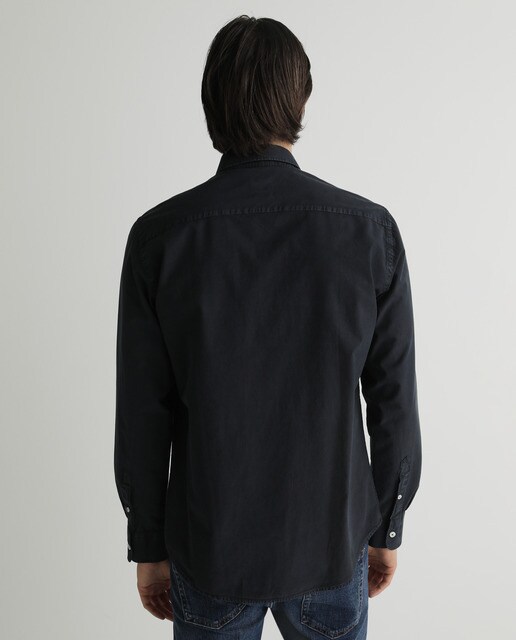 Camisa de homem de corte regular lisa em azul