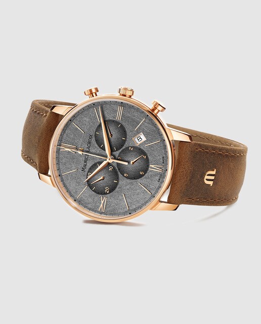 Reloj de hombre Maurice Lacroix Eliros EL1098-PVP01-210-1 cronógrafo de piel marrón