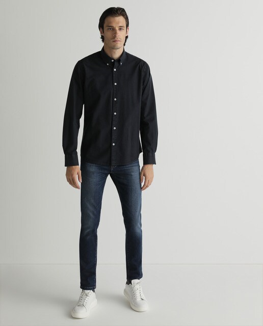 Camisa de homem de corte regular lisa em azul