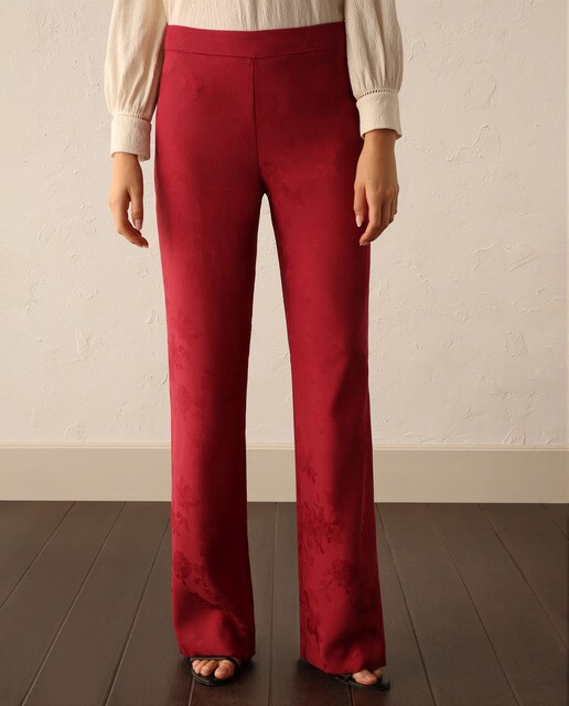 Pantalón de mujer jacquard palazzo