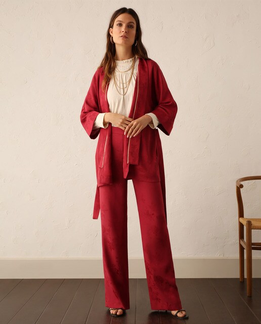 Pantalón de mujer jacquard palazzo