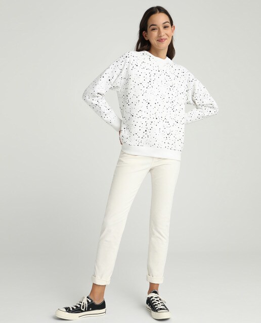 Sweatshirt com all over print e pêlo de borrego