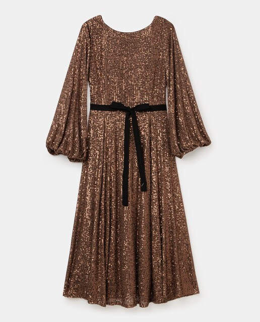 Vestido midi lentejuelas manga larga