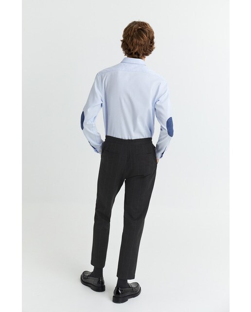 Camisa de hombre slim lisa azul claro