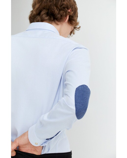 Camisa de hombre slim lisa azul claro