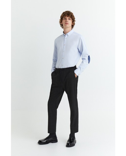 Camisa de hombre slim lisa azul claro