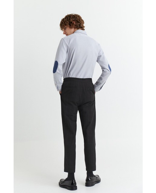 Camisa de hombre slim lisa gris claro