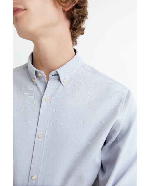 Camisa de hombre slim lisa gris claro