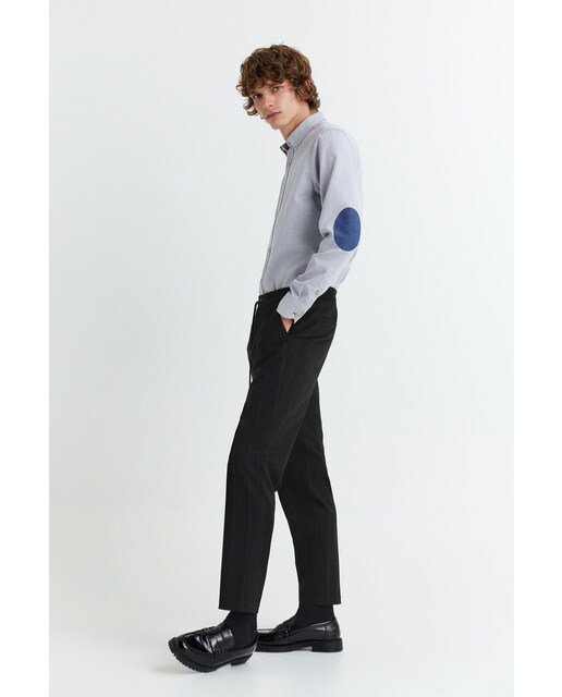 Camisa de hombre slim lisa gris claro