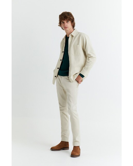 Camisola de malha verde-escuro de homem com decote redondo