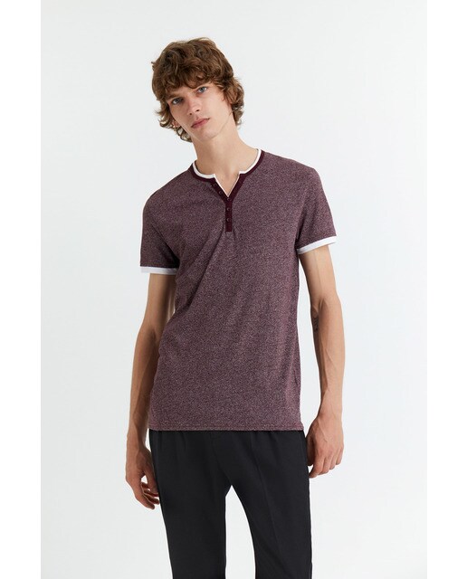 Camiseta panadera de hombre granate de manga corta