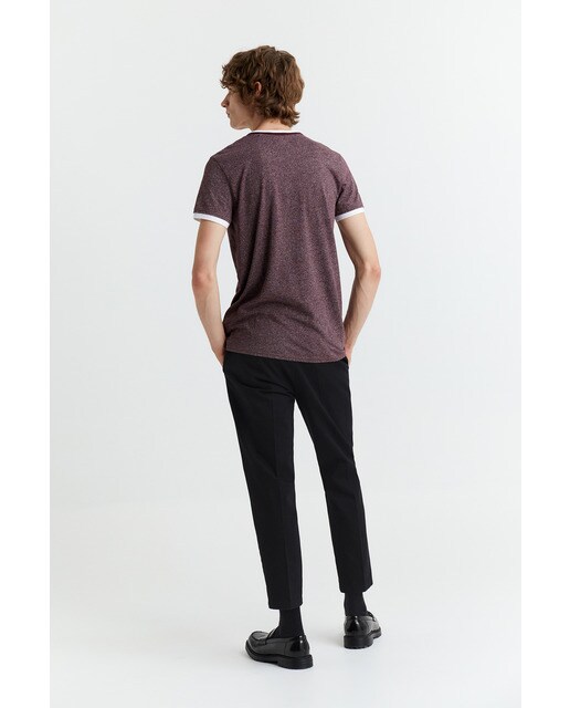 Camiseta panadera de hombre granate de manga corta