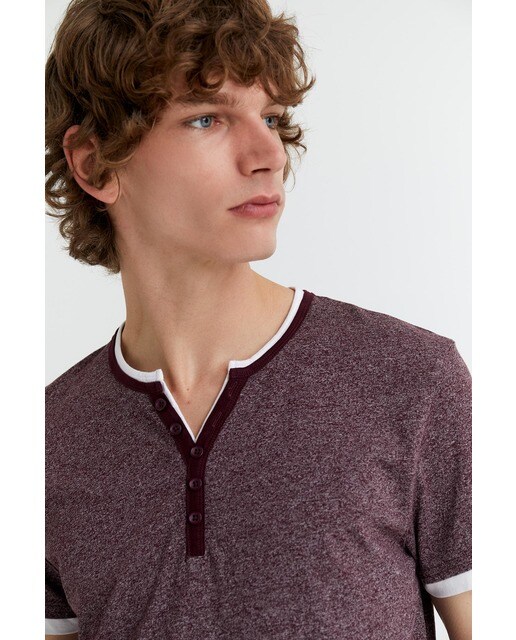 Camiseta panadera de hombre granate de manga corta