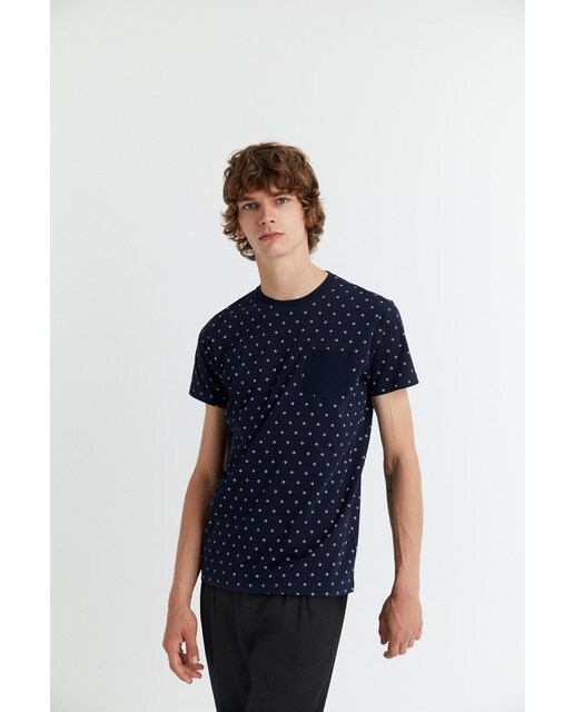 Camiseta de hombre azul marino de manga corta
