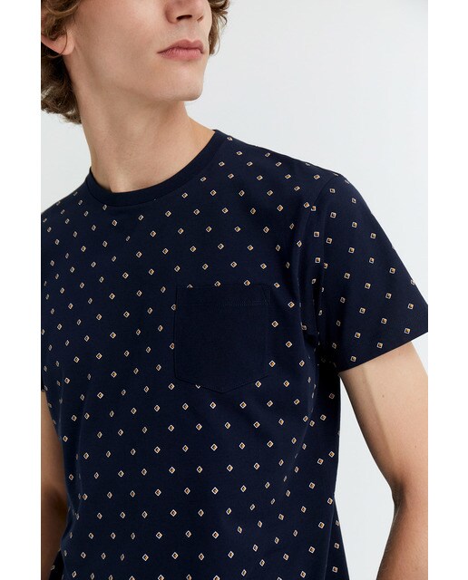 Camiseta de hombre azul marino de manga corta