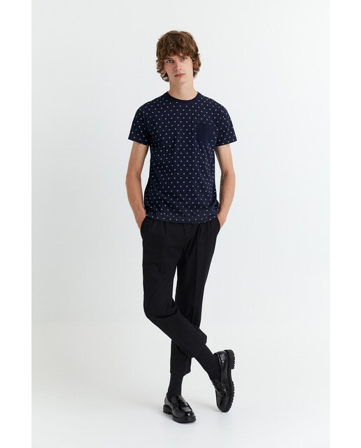 Camiseta de hombre azul marino de manga corta