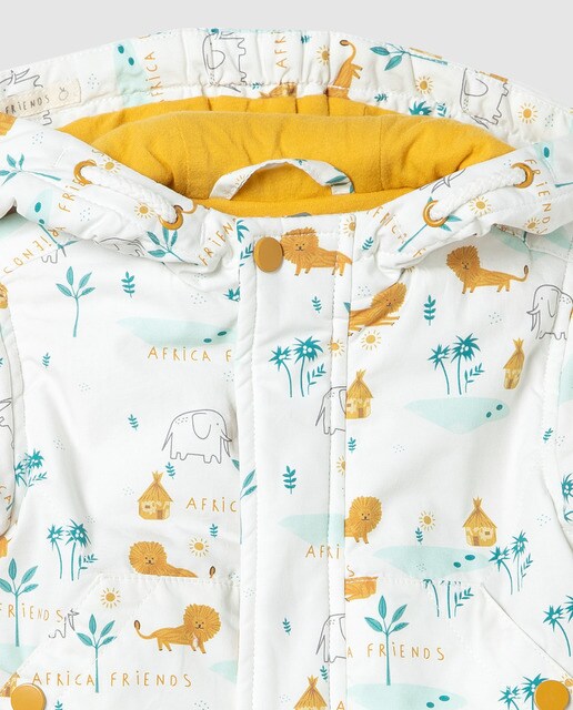 Parka de bebé niño estampado safari con capucha