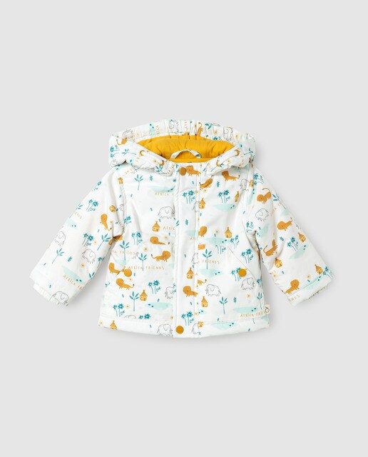 Parka de bebé niño estampado safari con capucha
