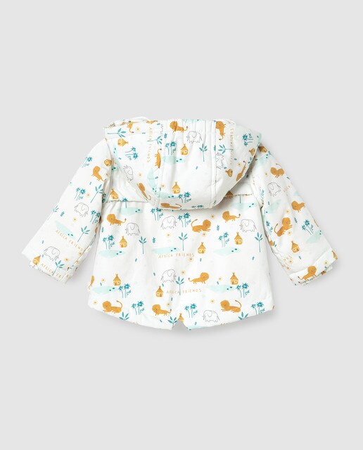 Parka de bebé niño estampado safari con capucha