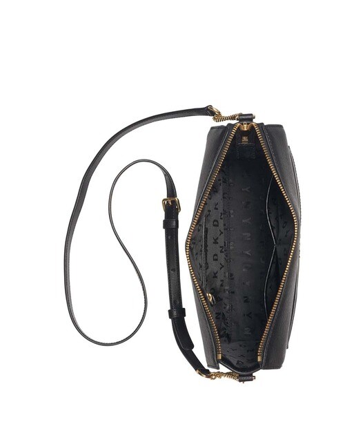 Bandolera de mujer DKNY de piel vacuna en negro con cierre de cremallera