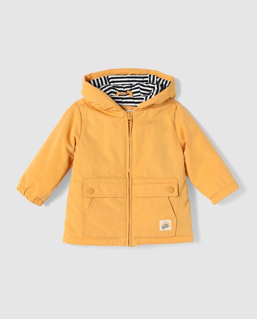 Parka de bebé niño amarilla con capucha