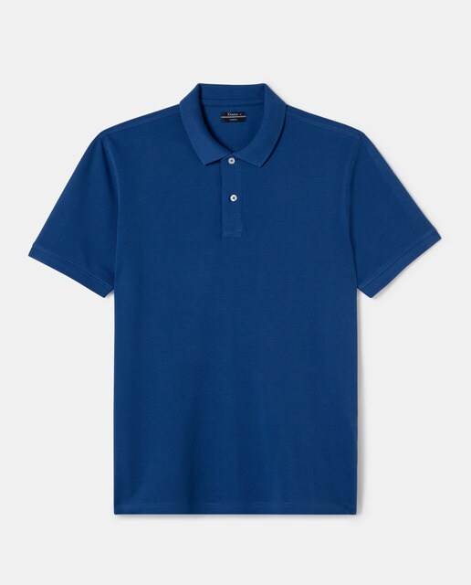 Polo de hombre regular azul de manga corta
