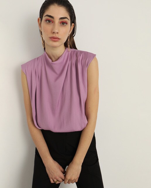 Blusa drapeada sin mangas