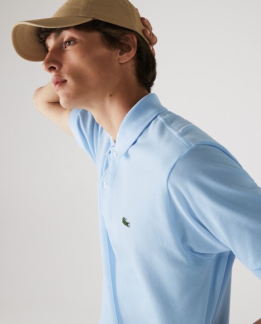 Polo de hombre Lacoste azul de manga corta