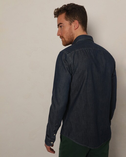 Camisa vaquera de hombre regular lisa azul