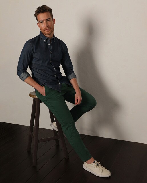 Camisa vaquera de hombre regular lisa azul