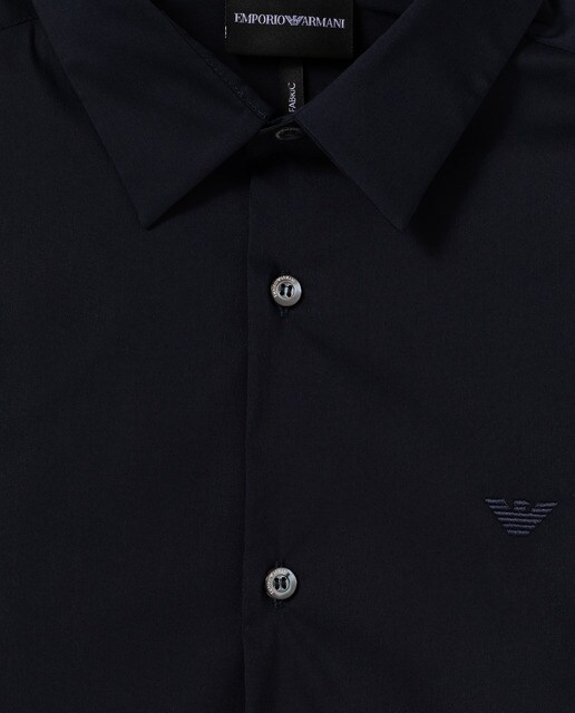 Camisa de hombre Emporio Armani slim lisa azul