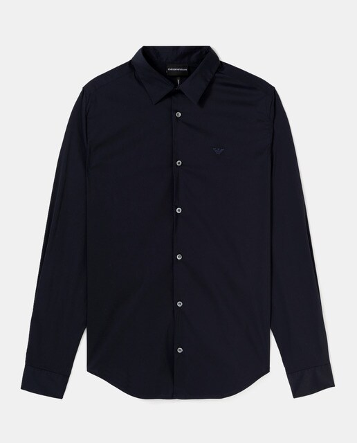Camisa de hombre Emporio Armani slim lisa azul