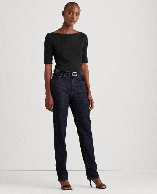 Camiseta de mujer Lauren Ralph Lauren con manga corta en color negro
