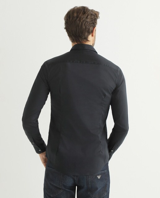 Camisa de hombre Emporio Armani slim lisa azul