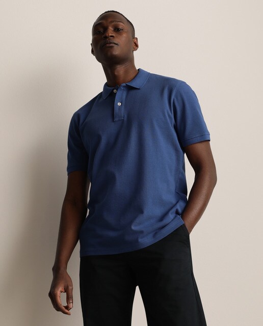 Polo de hombre regular azul de manga corta