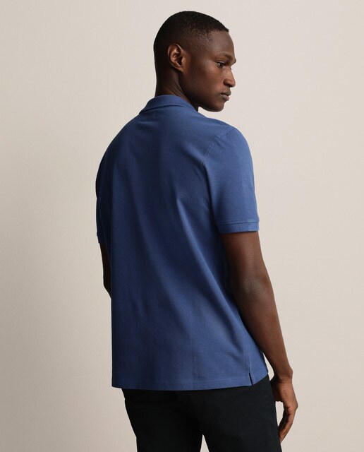 Polo de hombre regular azul de manga corta