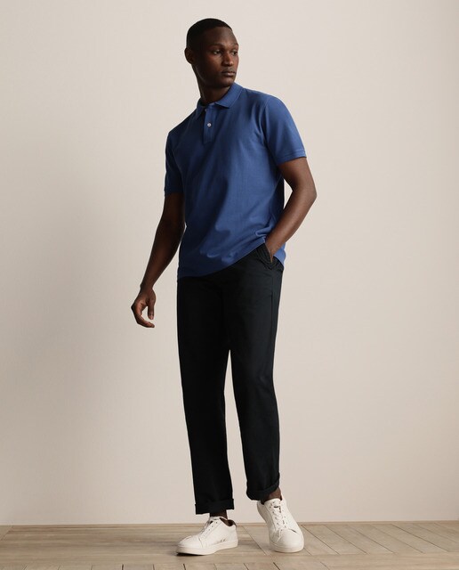 Polo de hombre regular azul de manga corta