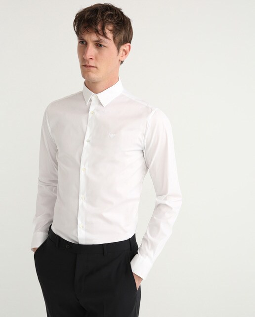 Camisa de hombre Emporio Armani slim lisa blanca