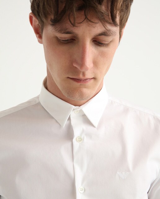 Camisa de hombre Emporio Armani slim lisa blanca