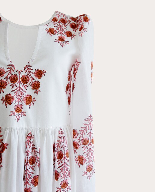 Vestido largo de algodón estampado
