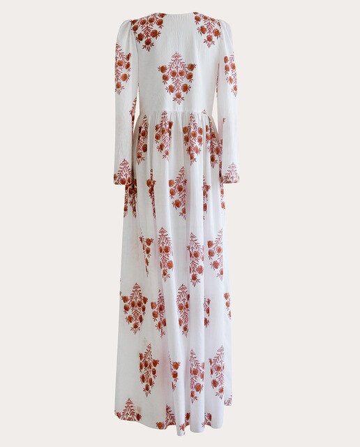 Vestido largo de algodón estampado