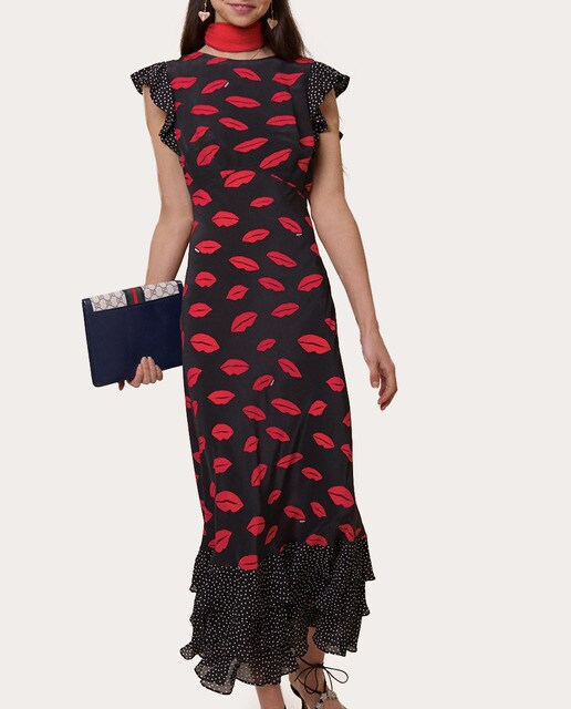 Vestido midi de seda estampado